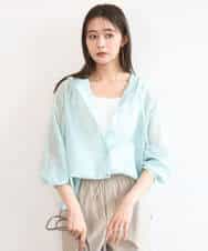 FOBGD41160 MK MICHEL KLEIN(MK ミッシェルクラン) フーディーデザインシアーシャツブラウス/洗える モカ