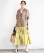 FOBGD41160 MK MICHEL KLEIN(MK ミッシェルクラン) フーディーデザインシアーシャツブラウス/洗える モカ