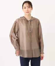 FOBGD41160 MK MICHEL KLEIN(MK ミッシェルクラン) フーディーデザインシアーシャツブラウス/洗える モカ