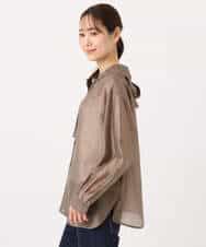 FOBGD41160 MK MICHEL KLEIN(MK ミッシェルクラン) フーディーデザインシアーシャツブラウス/洗える モカ