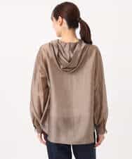 FOBGD41160 MK MICHEL KLEIN(MK ミッシェルクラン) フーディーデザインシアーシャツブラウス/洗える モカ