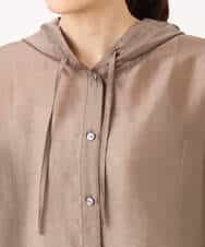 FOBGD41160 MK MICHEL KLEIN(MK ミッシェルクラン) フーディーデザインシアーシャツブラウス/洗える モカ