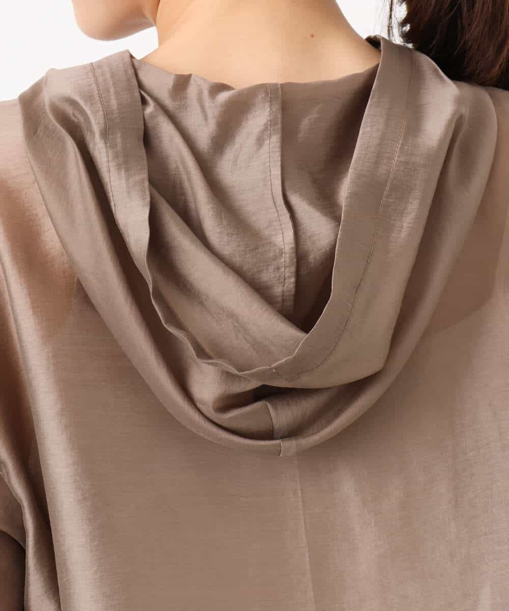 FOBGD41160 MK MICHEL KLEIN(MK ミッシェルクラン) フーディーデザインシアーシャツブラウス/洗える モカ