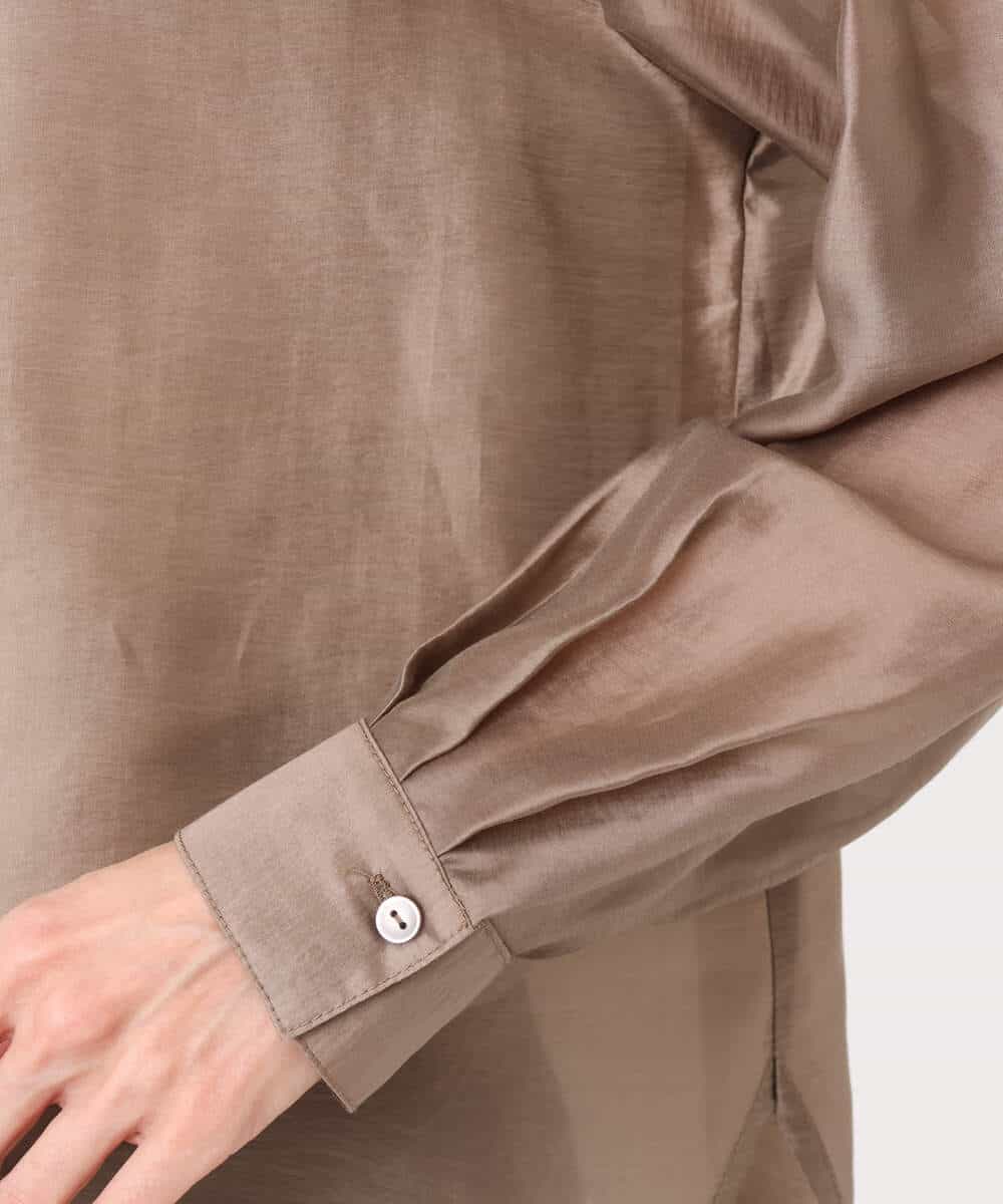 FOBGD41160 MK MICHEL KLEIN(MK ミッシェルクラン) フーディーデザインシアーシャツブラウス/洗える モカ