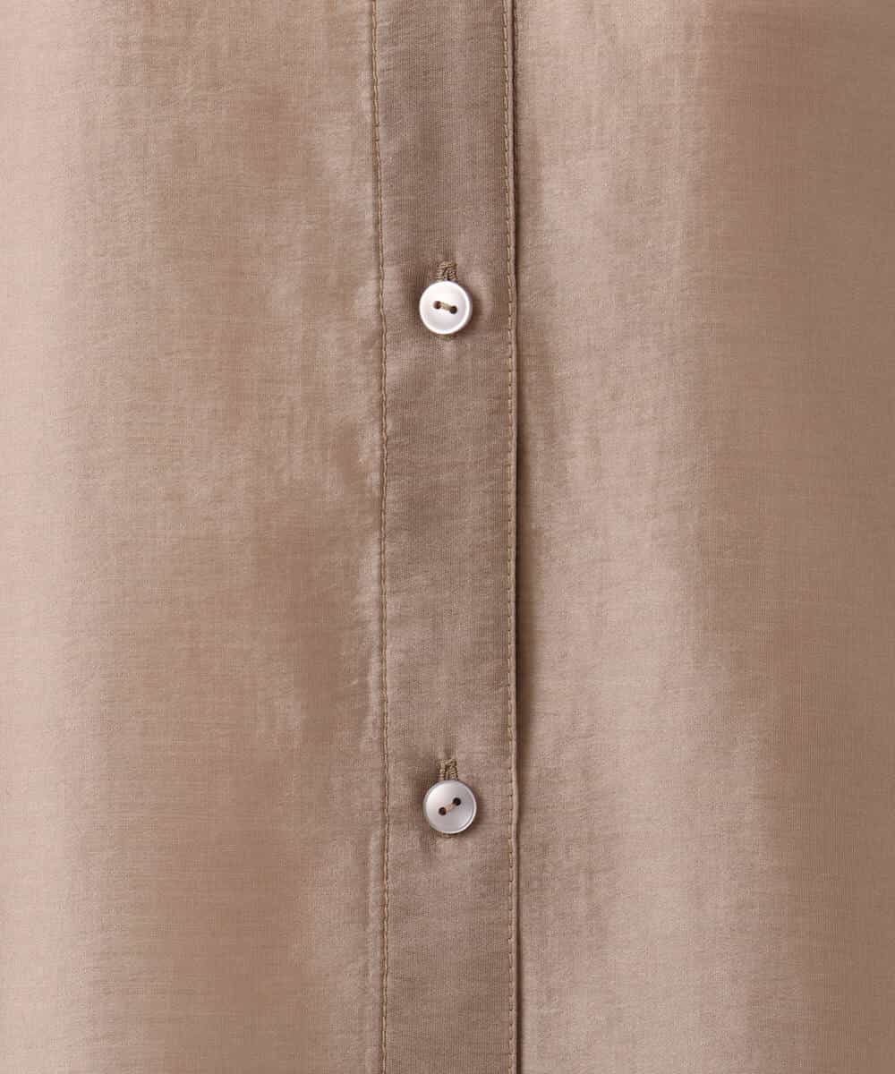 FOBGD41160 MK MICHEL KLEIN(MK ミッシェルクラン) フーディーデザインシアーシャツブラウス/洗える モカ