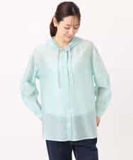 FOBGD41160 MK MICHEL KLEIN(MK ミッシェルクラン) フーディーデザインシアーシャツブラウス/洗える モカ