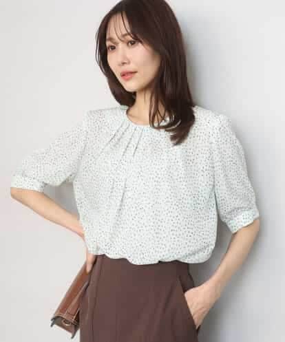 FOBGD42150 MK MICHEL KLEIN フラワーモチーフプリントブラウス/接触冷感/UVカット/洗える