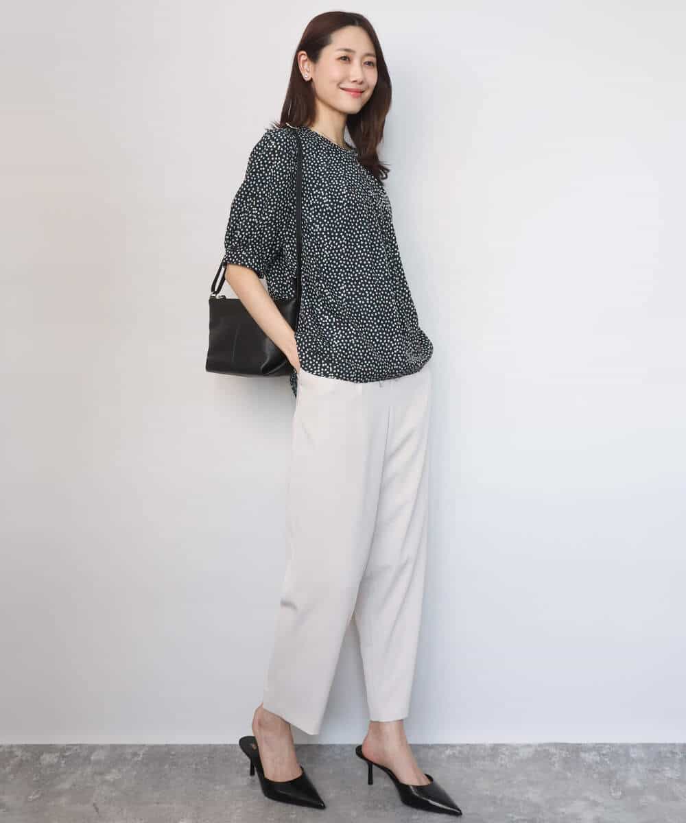 FOBGD42150 MK MICHEL KLEIN(MK ミッシェルクラン) フラワーモチーフプリントブラウス/接触冷感/UVカット/洗える アイボリー