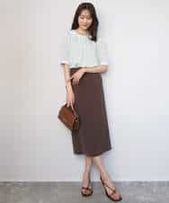 FOBGD42150 MK MICHEL KLEIN(MK ミッシェルクラン) フラワーモチーフプリントブラウス/接触冷感/UVカット/洗える アイボリー