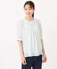 FOBGD42150 MK MICHEL KLEIN(MK ミッシェルクラン) フラワーモチーフプリントブラウス/接触冷感/UVカット/洗える アイボリー