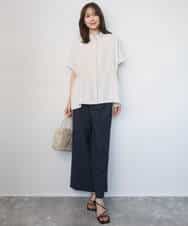 FOBGD44160 MK MICHEL KLEIN(MK ミッシェルクラン) バンドカラーブラウス/接触冷感/UVカット/防シワ/通気性/洗える ベージュ