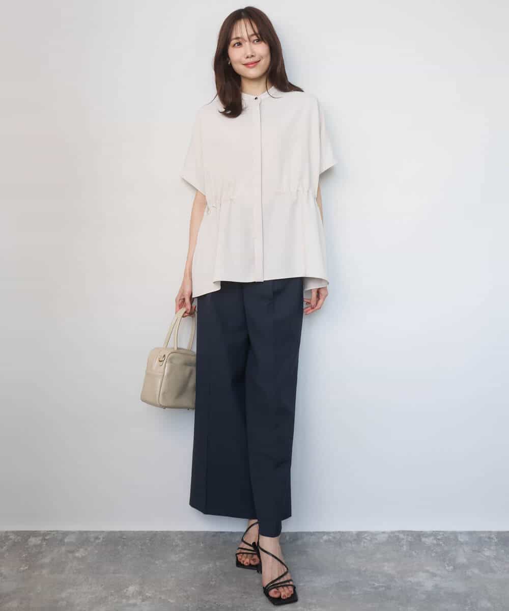 FOBGD44160 MK MICHEL KLEIN(MK ミッシェルクラン) バンドカラーブラウス/接触冷感/UVカット/防シワ/通気性/洗える ベージュ