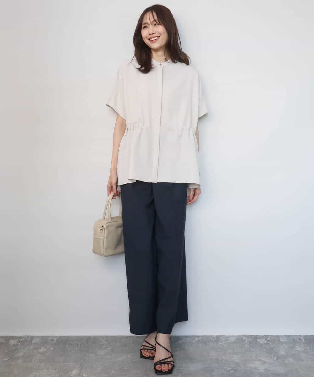 FOBGD44160 MK MICHEL KLEIN(MK ミッシェルクラン) バンドカラーブラウス/接触冷感/UVカット/防シワ/通気性/洗える ベージュ