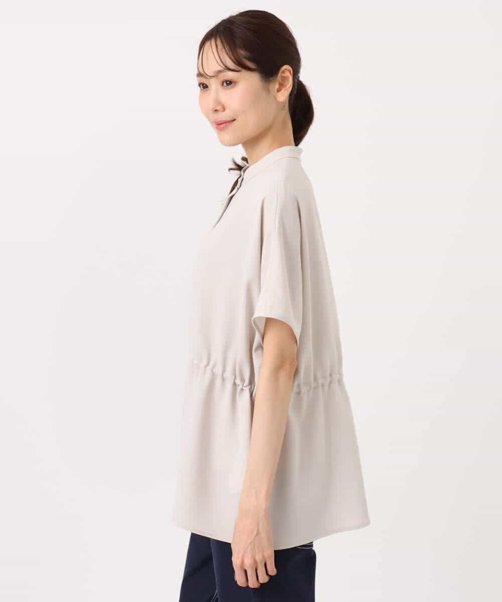 FOBGD44160 MK MICHEL KLEIN(MK ミッシェルクラン) バンドカラーブラウス/接触冷感/UVカット/防シワ/通気性/洗える ベージュ