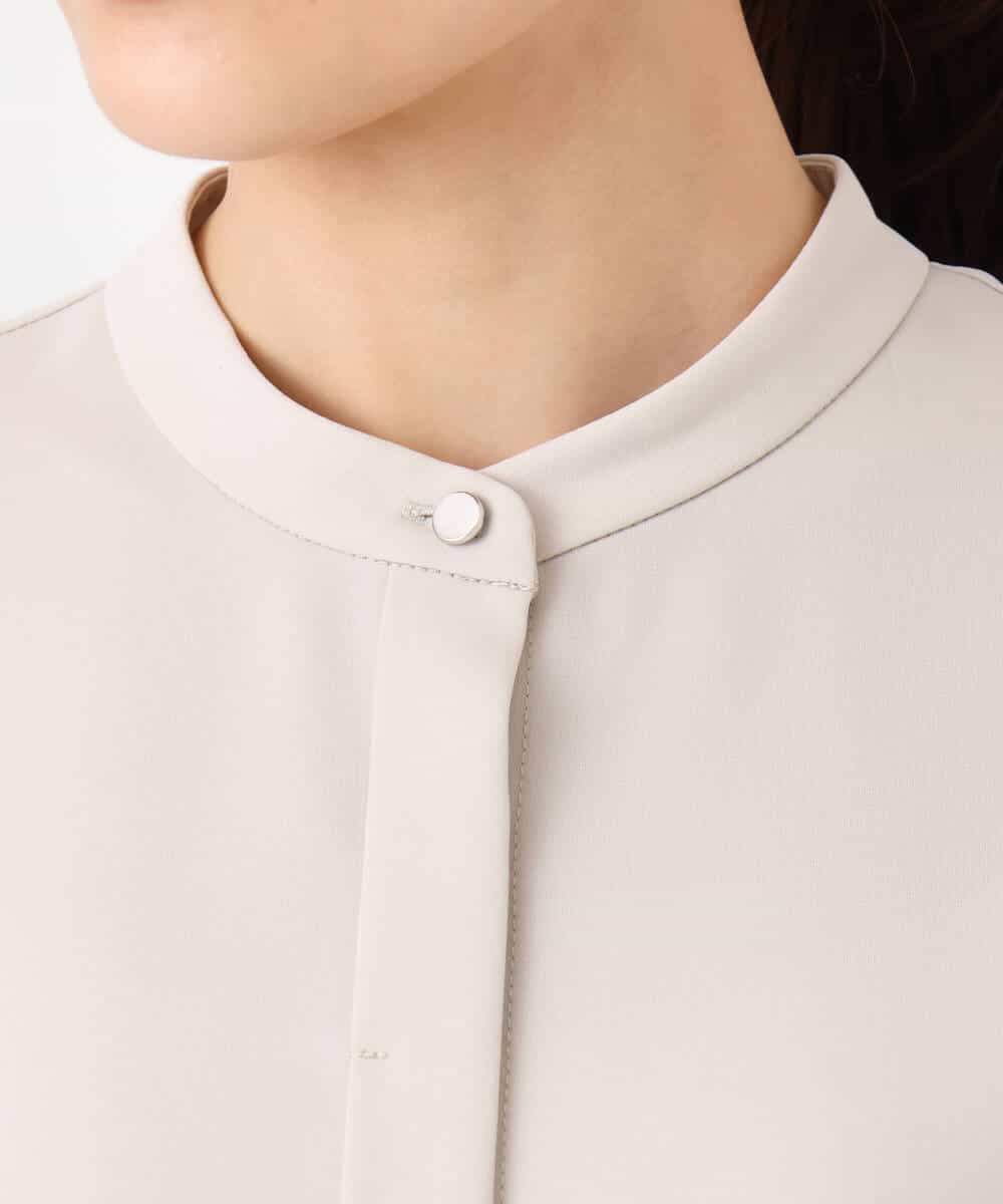 FOBGD44160 MK MICHEL KLEIN(MK ミッシェルクラン) バンドカラーブラウス/接触冷感/UVカット/防シワ/通気性/洗える ベージュ