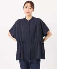 FOBGD44160 MK MICHEL KLEIN(MK ミッシェルクラン) バンドカラーブラウス/接触冷感/UVカット/防シワ/通気性/洗える ベージュ