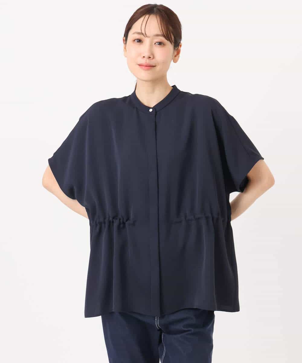 FOBGD44160 MK MICHEL KLEIN(MK ミッシェルクラン) バンドカラーブラウス/接触冷感/UVカット/防シワ/通気性/洗える ベージュ