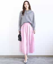 FOBGD46150 MK MICHEL KLEIN(MK ミッシェルクラン) ストライプ柄サッカーシャツブラウス/洗える ネイビー