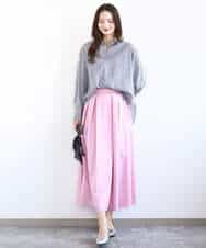 FOBGD46150 MK MICHEL KLEIN(MK ミッシェルクラン) ストライプ柄サッカーシャツブラウス/洗える ネイビー