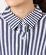 FOBGD46150 MK MICHEL KLEIN(MK ミッシェルクラン) ストライプ柄サッカーシャツブラウス/洗える ネイビー