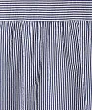 FOBGD46150 MK MICHEL KLEIN(MK ミッシェルクラン) ストライプ柄サッカーシャツブラウス/洗える ネイビー