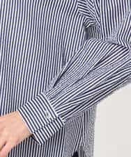 FOBGD46150 MK MICHEL KLEIN(MK ミッシェルクラン) ストライプ柄サッカーシャツブラウス/洗える ネイビー