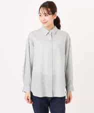 FOBGD46150 MK MICHEL KLEIN(MK ミッシェルクラン) ストライプ柄サッカーシャツブラウス/洗える ネイビー