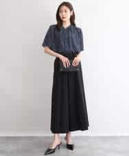 FOBGD51150 MK MICHEL KLEIN(MK ミッシェルクラン) [UVカット/接触冷感/洗える]フレアスリーブ幾何柄ブラウス ネイビー