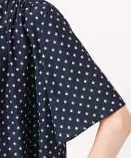 FOBGD51150 MK MICHEL KLEIN(MK ミッシェルクラン) [UVカット/接触冷感/洗える]フレアスリーブ幾何柄ブラウス ネイビー