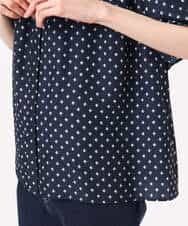 FOBGD51150 MK MICHEL KLEIN(MK ミッシェルクラン) [UVカット/接触冷感/洗える]フレアスリーブ幾何柄ブラウス ネイビー