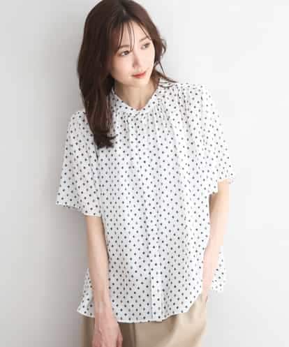 FOBGD51150 MK MICHEL KLEIN [UVカット/接触冷感/洗える]フレアスリーブ幾何柄ブラウス