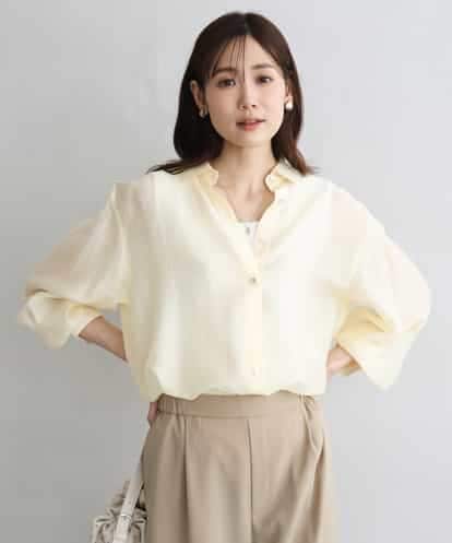 FOBGD57150 MK MICHEL KLEIN [接触冷感/洗える]ドビーストライプ柄シアーシャツブラウス