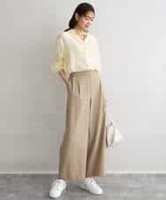 FOBGD57150 MK MICHEL KLEIN(MK ミッシェルクラン) [接触冷感/洗える]ドビーストライプ柄シアーシャツブラウス ライトブルー