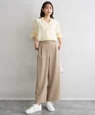 FOBGD57150 MK MICHEL KLEIN(MK ミッシェルクラン) [接触冷感/洗える]ドビーストライプ柄シアーシャツブラウス ライトブルー