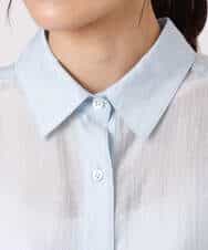 FOBGD57150 MK MICHEL KLEIN(MK ミッシェルクラン) [接触冷感/洗える]ドビーストライプ柄シアーシャツブラウス ライトブルー