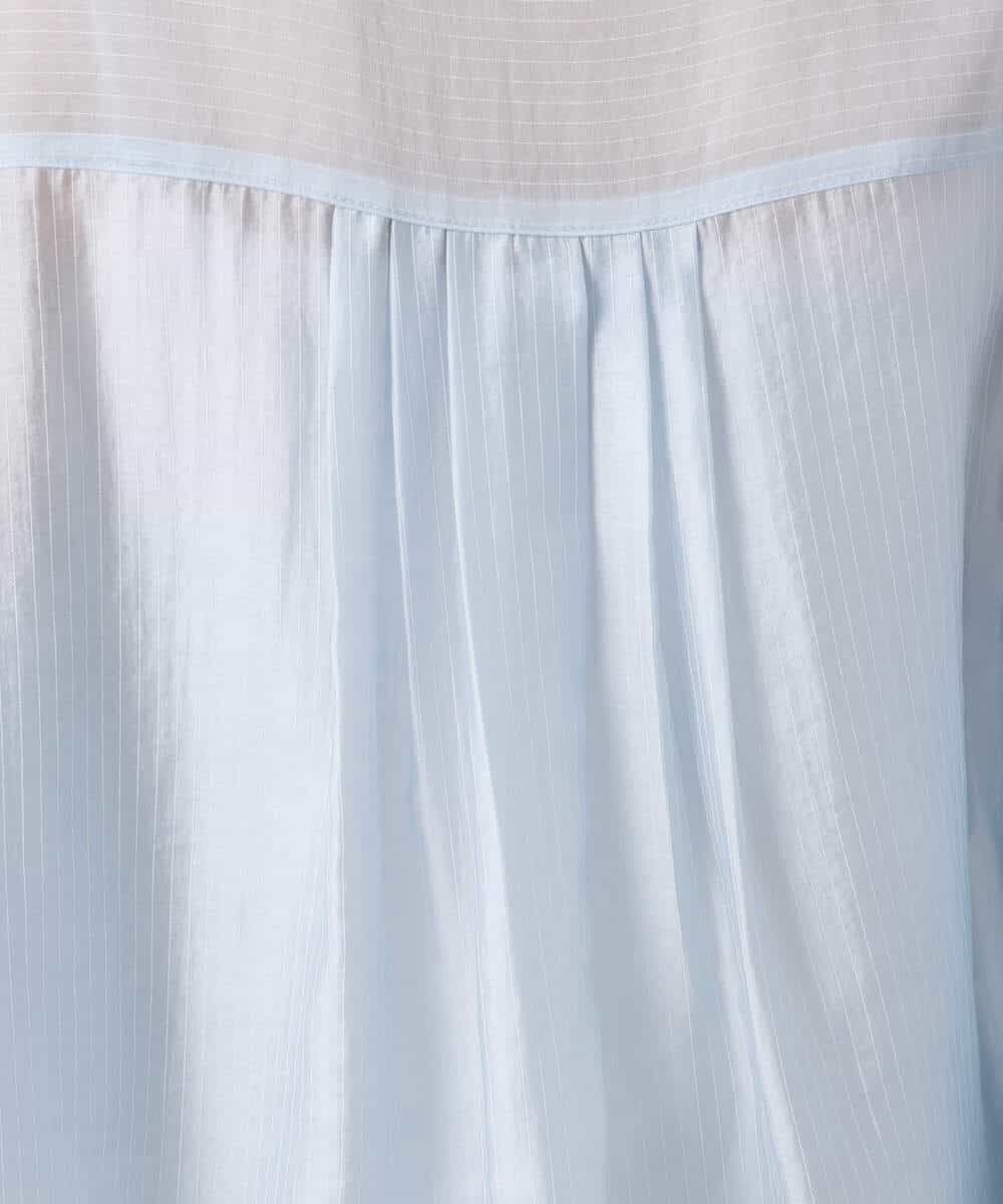 FOBGD57150 MK MICHEL KLEIN(MK ミッシェルクラン) [接触冷感/洗える]ドビーストライプ柄シアーシャツブラウス ライトブルー