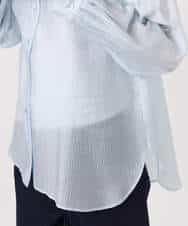 FOBGD57150 MK MICHEL KLEIN(MK ミッシェルクラン) [接触冷感/洗える]ドビーストライプ柄シアーシャツブラウス ライトブルー