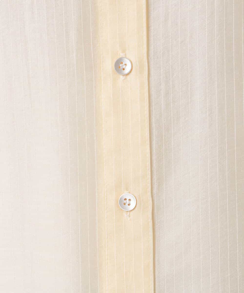 FOBGD57150 MK MICHEL KLEIN(MK ミッシェルクラン) [接触冷感/洗える]ドビーストライプ柄シアーシャツブラウス ライトブルー