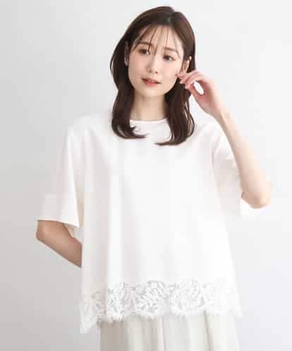 FOBGD59150 MK MICHEL KLEIN [UVカット/接触冷感/洗える]ストレッチ 裾レース半袖ブラウス