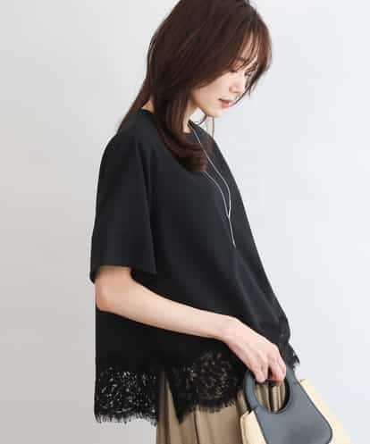 FOBGD59150 MK MICHEL KLEIN [UVカット/接触冷感/洗える]ストレッチ 裾レース半袖ブラウス