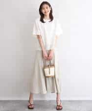 FOBGD59150 MK MICHEL KLEIN(MK ミッシェルクラン) [UVカット/接触冷感/洗える]ストレッチ 裾レース半袖ブラウス ブラック