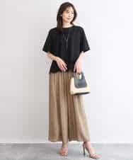 FOBGD59150 MK MICHEL KLEIN(MK ミッシェルクラン) [UVカット/接触冷感/洗える]ストレッチ 裾レース半袖ブラウス ブラック