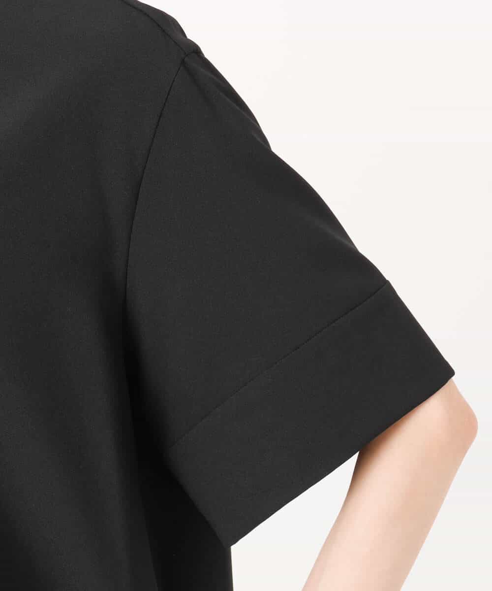 FOBGD59150 MK MICHEL KLEIN(MK ミッシェルクラン) [UVカット/接触冷感/洗える]ストレッチ 裾レース半袖ブラウス ブラック