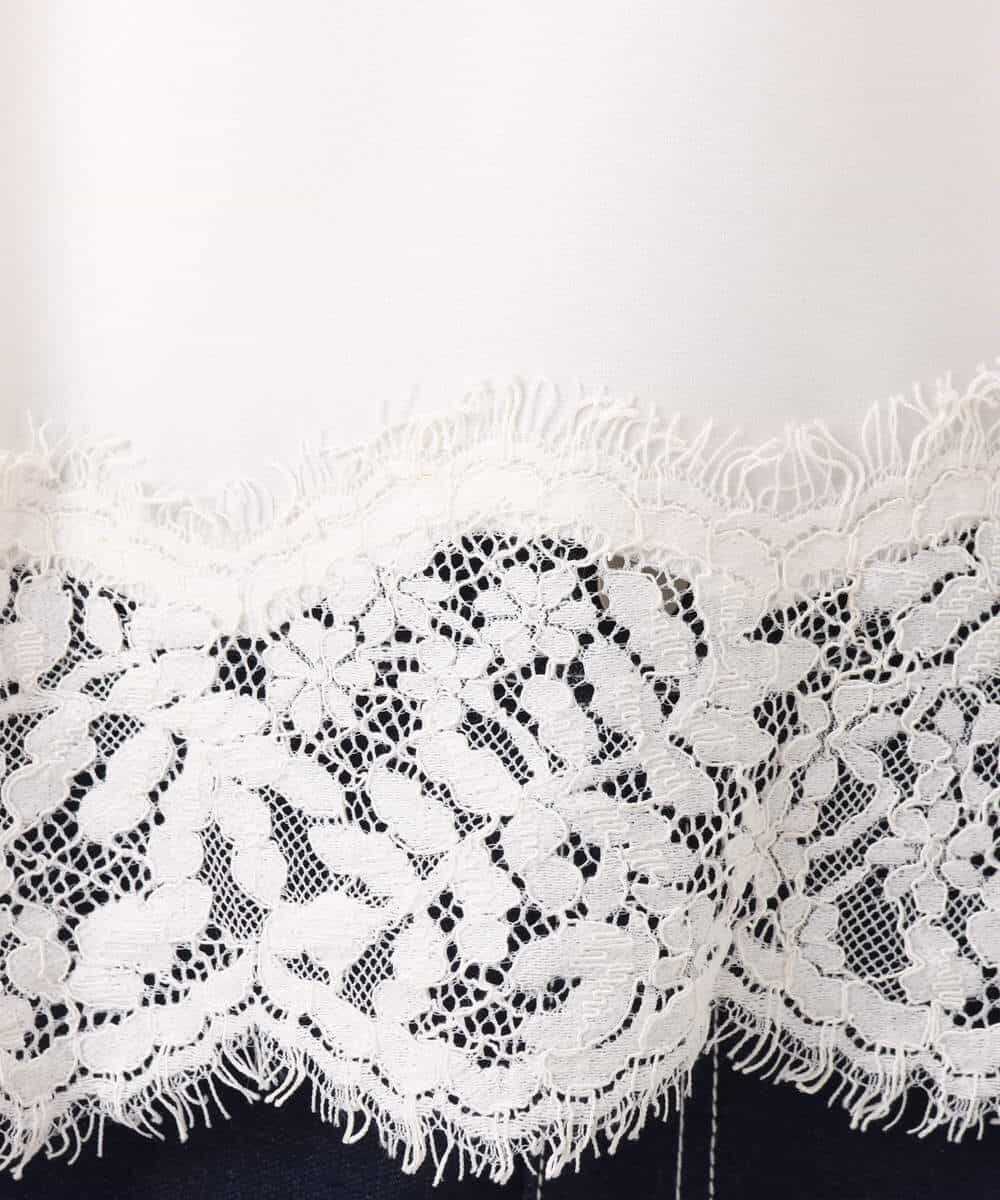 FOBGD59150 MK MICHEL KLEIN(MK ミッシェルクラン) [UVカット/接触冷感/洗える]ストレッチ 裾レース半袖ブラウス ブラック