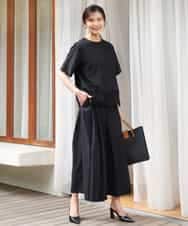 FOBGD59150 MK MICHEL KLEIN(MK ミッシェルクラン) [UVカット/接触冷感/洗える]ストレッチ 裾レース半袖ブラウス ブラック