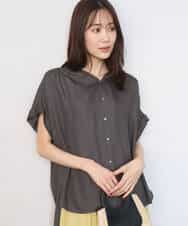 FOBGD68140 MK MICHEL KLEIN(MK ミッシェルクラン) [UVカット/接触冷感/洗える]メタル釦デザイン サテン地ブラウス ターコイズ