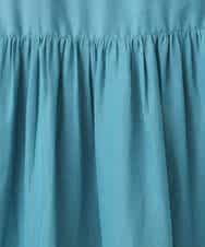 FOBGD68140 MK MICHEL KLEIN(MK ミッシェルクラン) [UVカット/接触冷感/洗える]メタル釦デザイン サテン地ブラウス ターコイズ