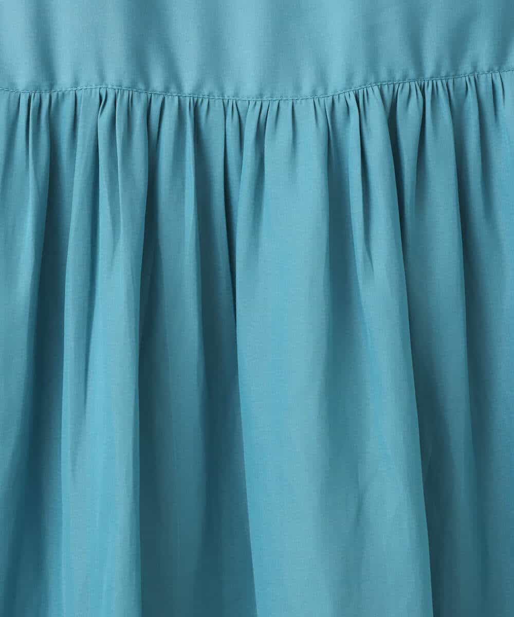 FOBGD68140 MK MICHEL KLEIN(MK ミッシェルクラン) [UVカット/接触冷感/洗える]メタル釦デザイン サテン地ブラウス ターコイズ