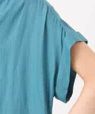 FOBGD68140 MK MICHEL KLEIN(MK ミッシェルクラン) [UVカット/接触冷感/洗える]メタル釦デザイン サテン地ブラウス ターコイズ