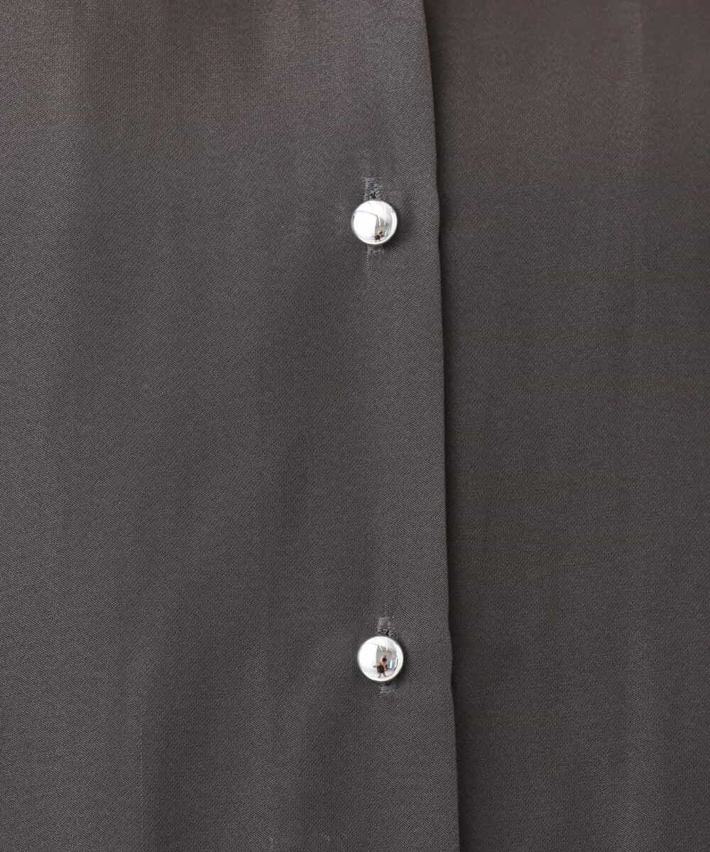 FOBGD68140 MK MICHEL KLEIN(MK ミッシェルクラン) [UVカット/接触冷感/洗える]メタル釦デザイン サテン地ブラウス ターコイズ